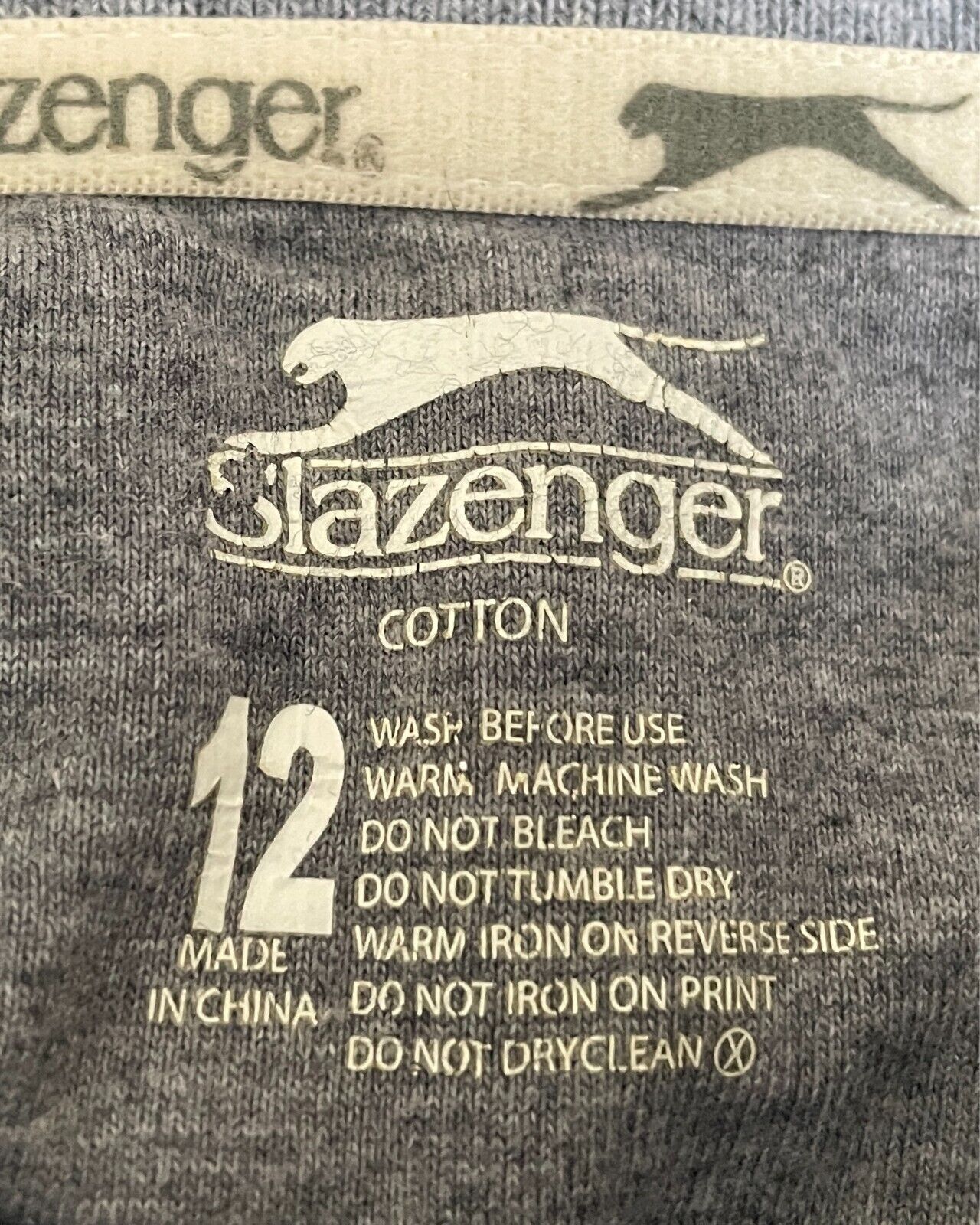 SLAZENGER Polo Shirt Grey Marl White Pipe Trim Ladies Size 12 S/Sleeve Logo