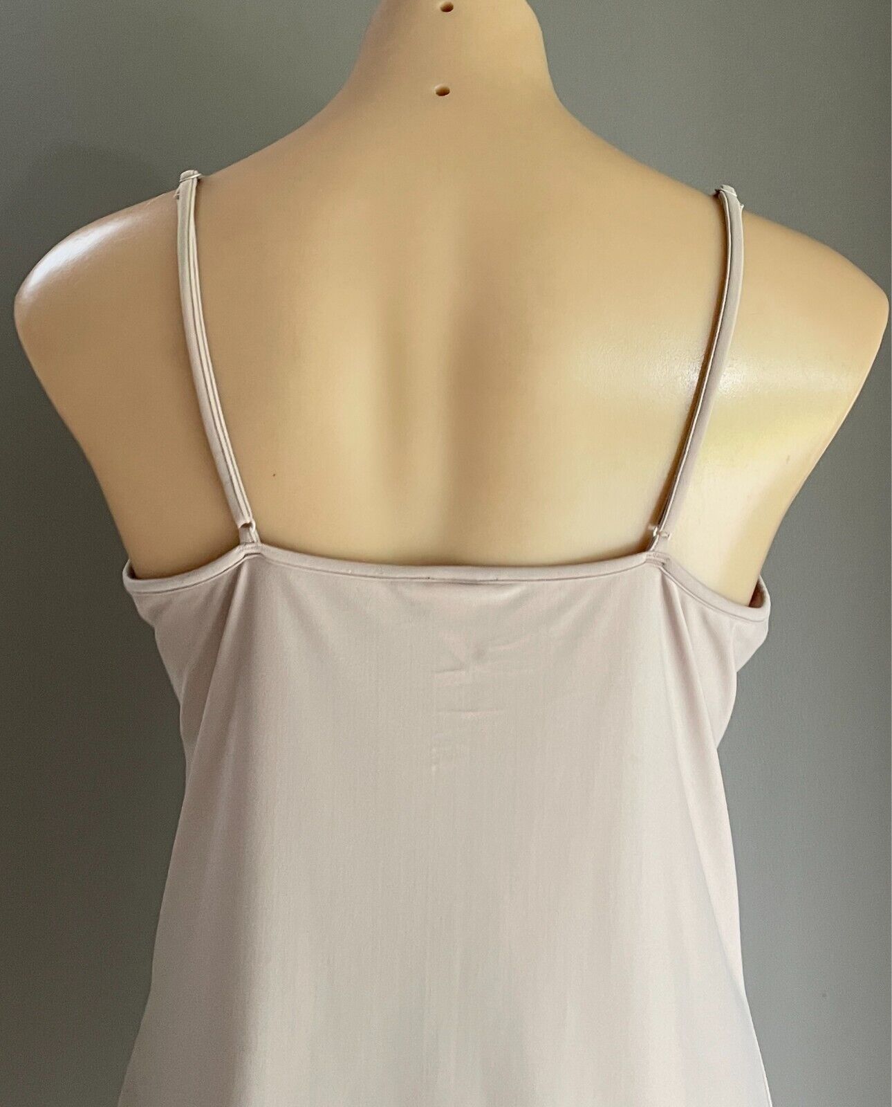 Chemise Taupe Adjustable Straps Lace Trim Size 16 Smooth Soft Stretch Fabric
