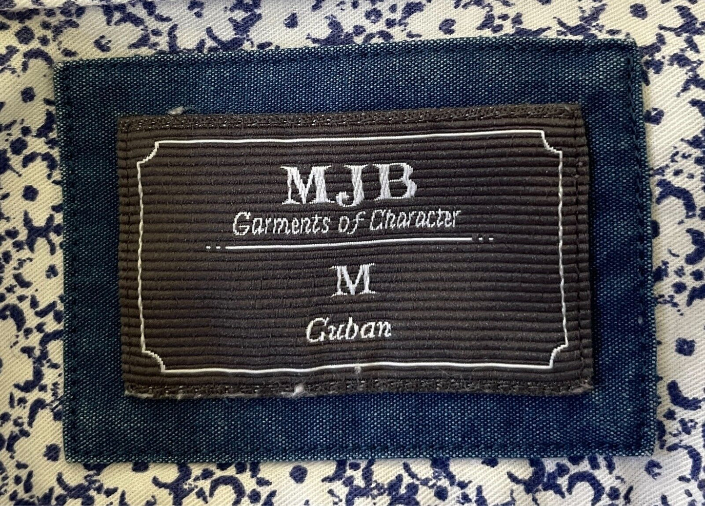MJB M J BALE White Blue Floral Print Shirt Mens Size M Long Sleeve Cotton