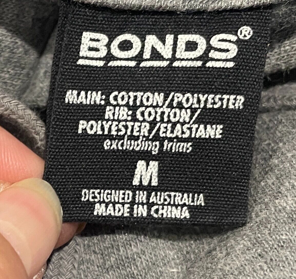 BONDS Grey Marl Hoodie Top Loungewear Long Sleeve Size M Fleece Pockets