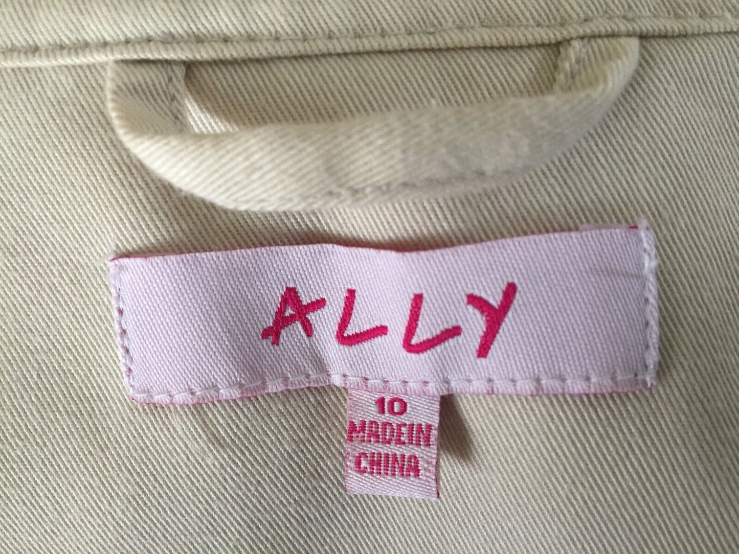 ALLY FASHION Beige Utility Style Long Sleeve Zip Up Jacket Ladies Size 10 NEW