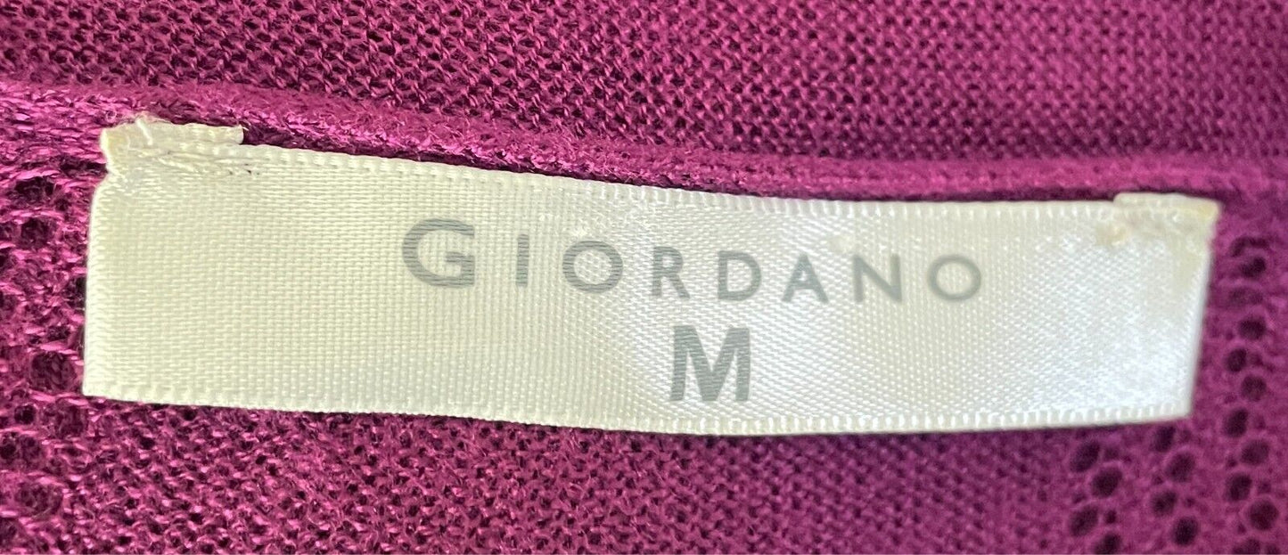 GIORDANO Purple Drape Cardigan Long Sleeve Lightweight Fine Knit Size M NEW