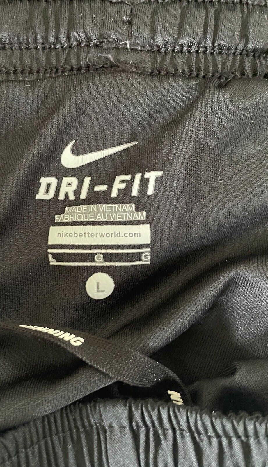 NIKE Running Shorts Training Elastic Waist Black w Green Trim Mens Size L NEW