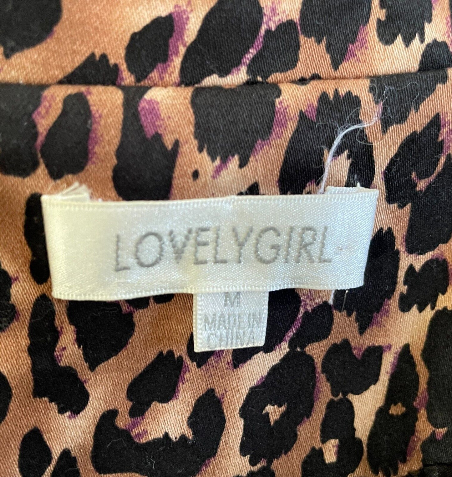 LOVELY GIRL Jacket Brown Black Purple \Leopard Print 3/4 Sleeve Size M Tailored