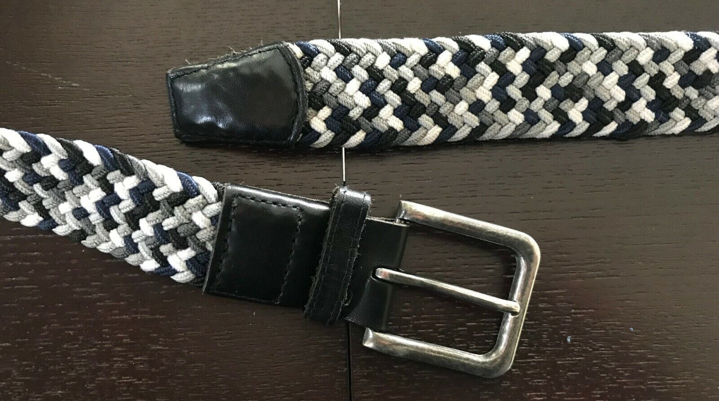 MR SIMPLE Mens Belt 3.5cm Belt Woven Belt Grey Black Navy White 107 cm Casual