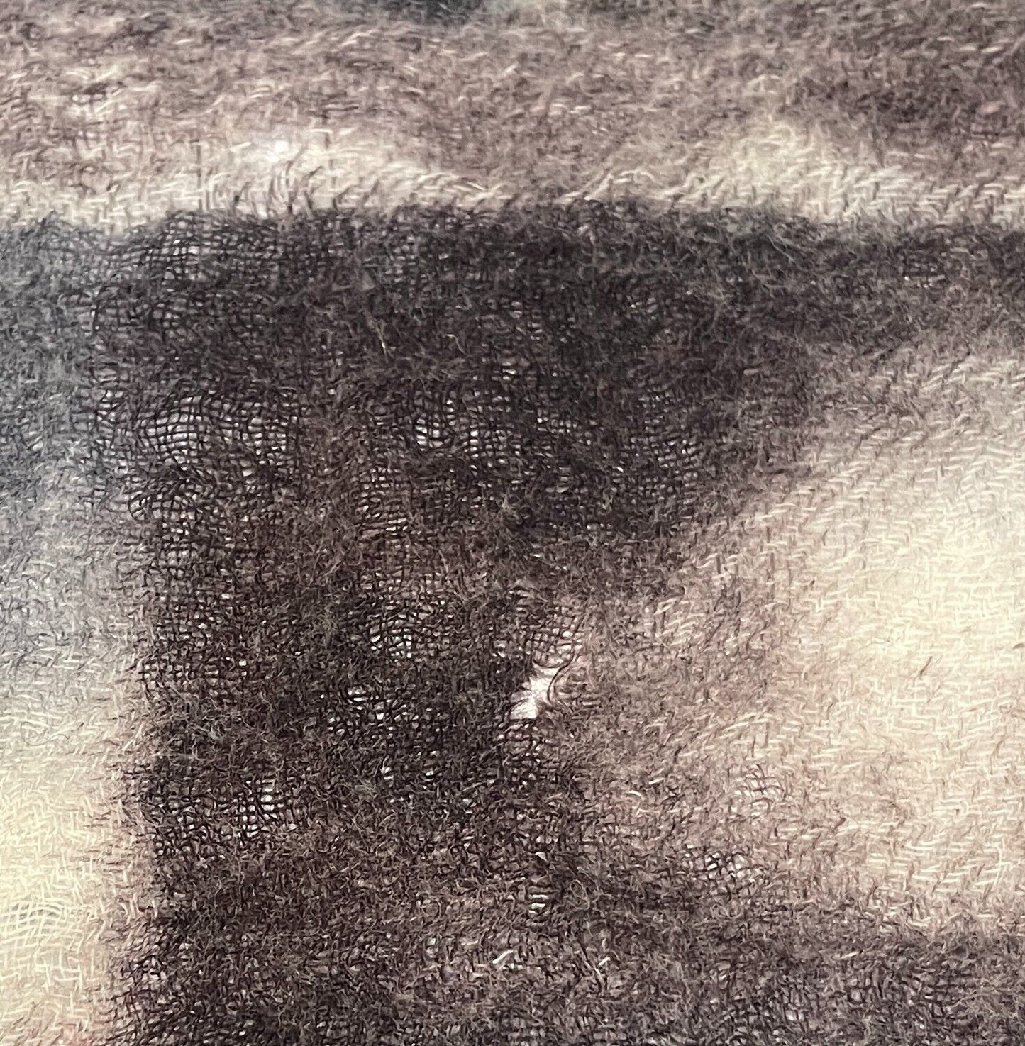 Wool Neck SCARF Brown Black Grey Off White Rectangle Fringe Velour Edge 66x200cm