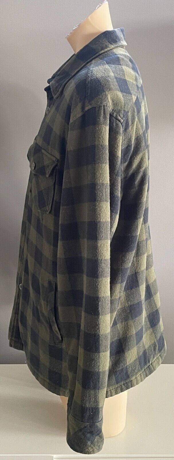 SOUL SURF Shacket Khaki Black Check Padded Overshirt Mens Size XL Padded Pockets
