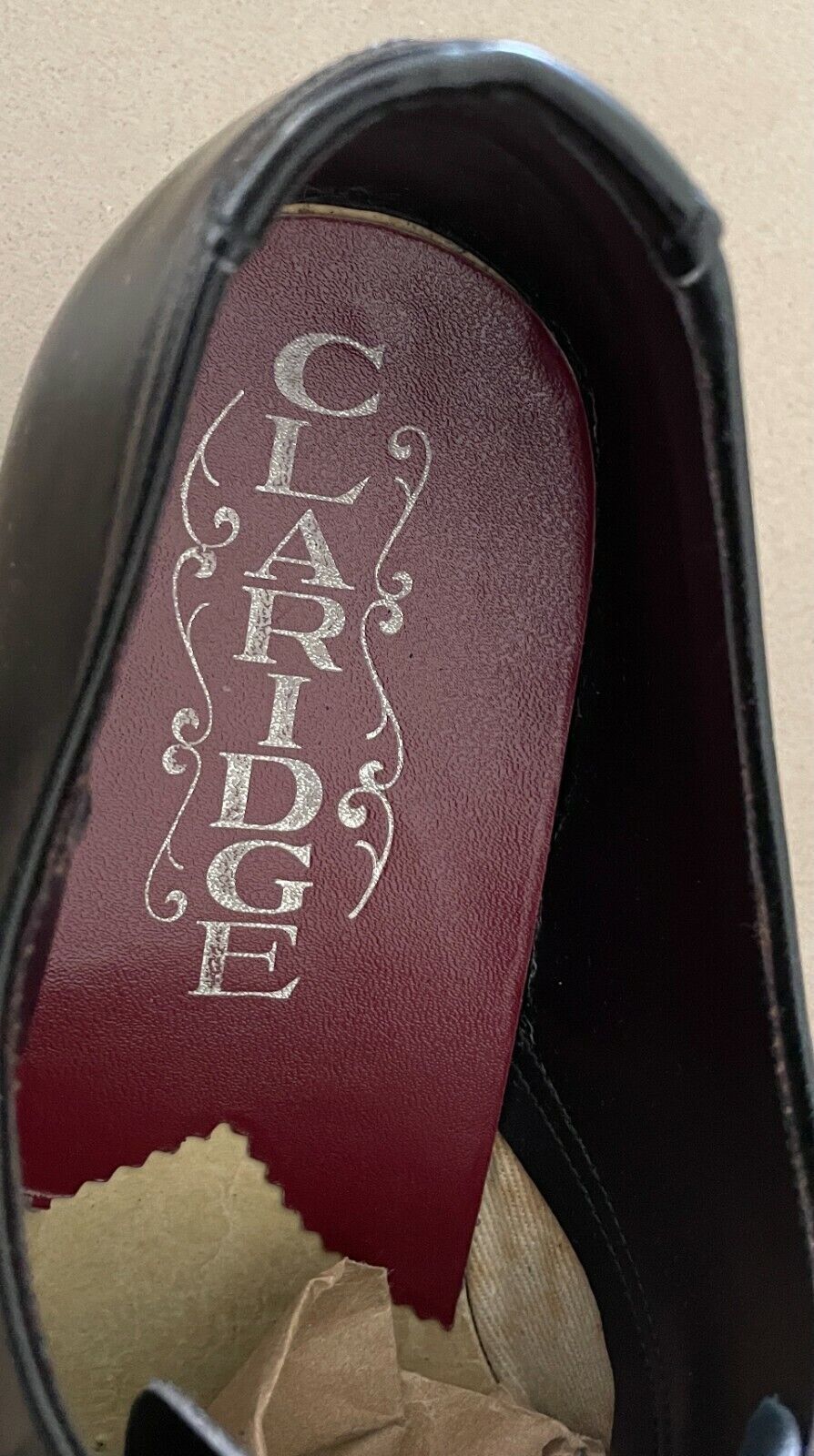 Mens CLARIDGE Dress Shoes Black Leather Lace Up Size 6.5 27.2cm Vintage