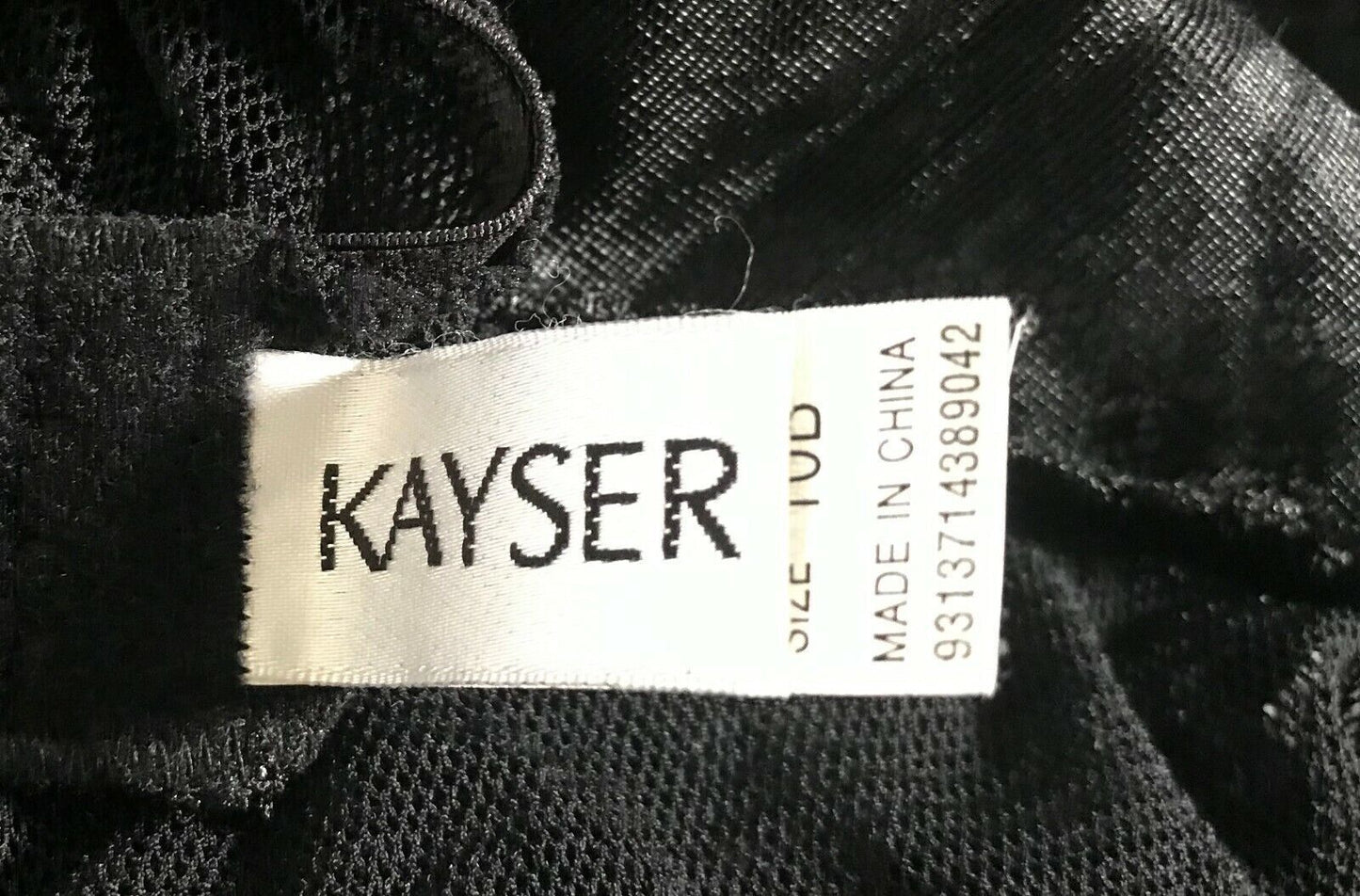 KAYSER Bodysuit Black Stretch Mesh Net Lace Balconette Bra U/Wire Ruffle Leg 10B