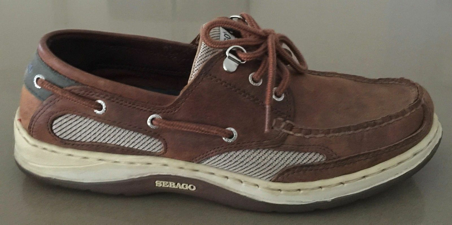 MARINE GRIP SEBAGO "Clovehitch ll" Boat Shoes Tan Leather Mens Size US 8.5W