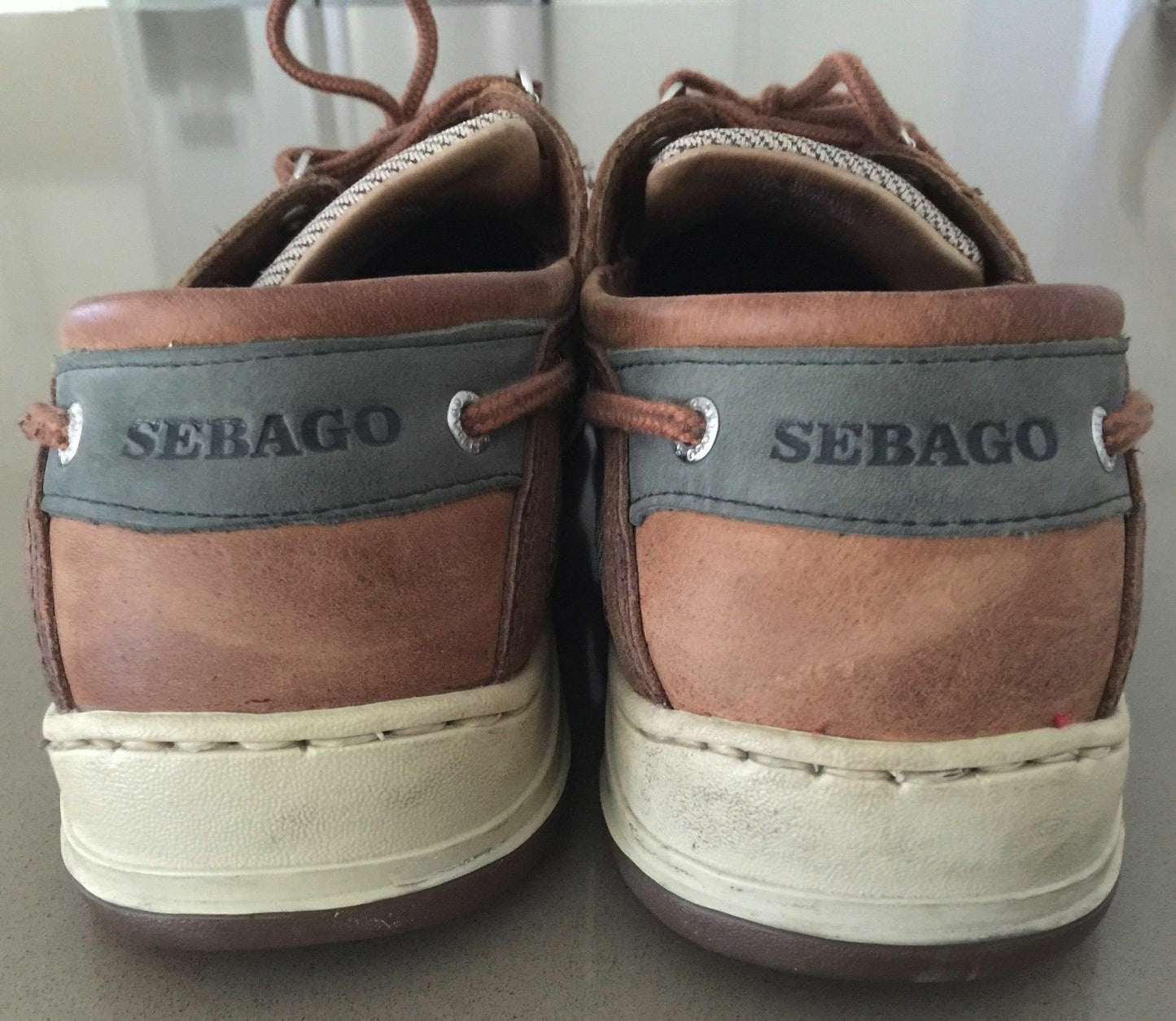 MARINE GRIP SEBAGO "Clovehitch ll" Boat Shoes Tan Leather Mens Size US 8.5W