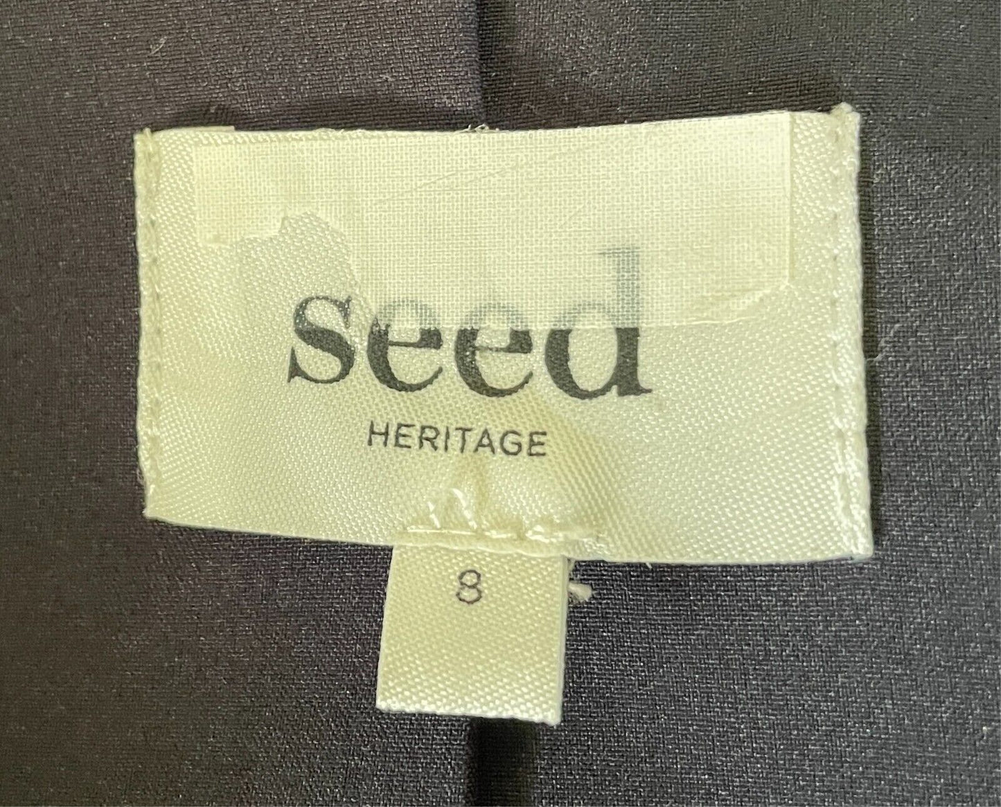 SEED HERITAGE Jacket Blazer Navy Shawl Collar Size 8 Long Sleeves Lined