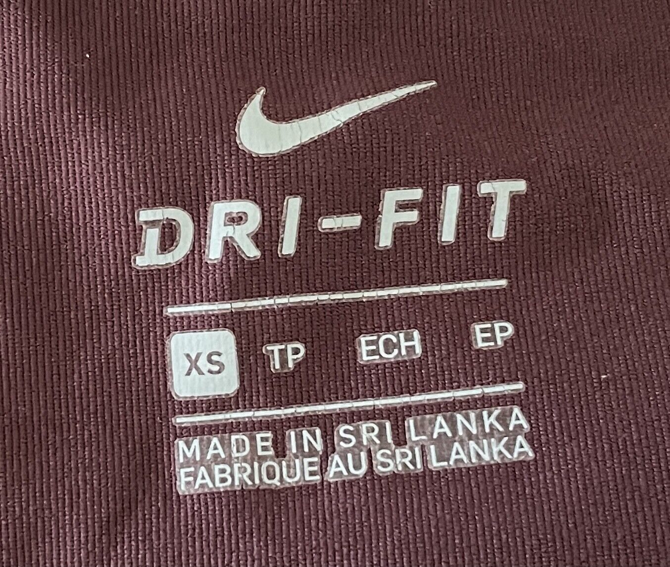 NIKE Dri-Fit Maroon Just Do It 7/8 Length Sz XS Activewear Pants Gym Leggings
