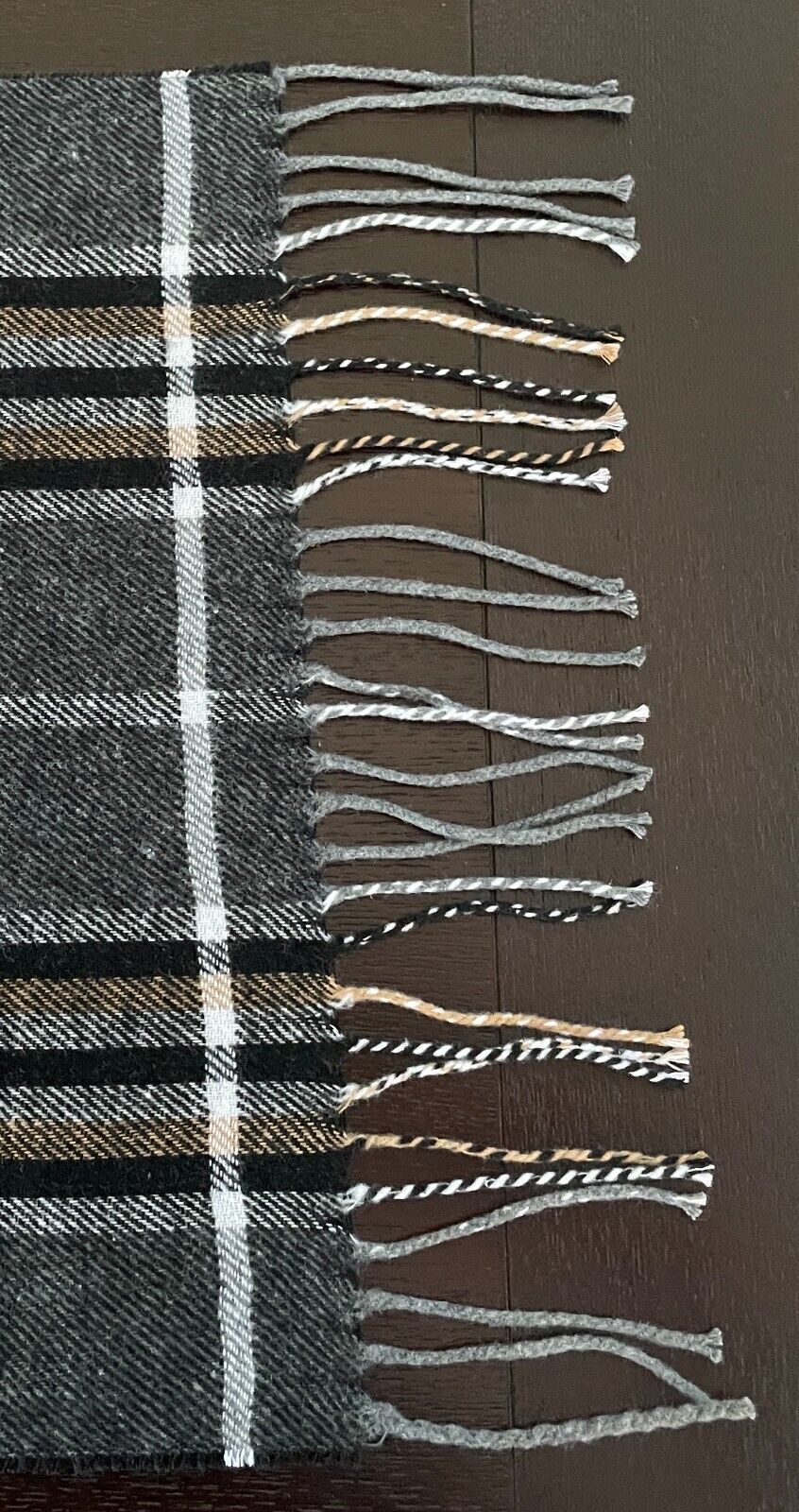DAISO Neck SCARF Knit Caramel White Grey Black Check Acrylic Long Fringed NEW