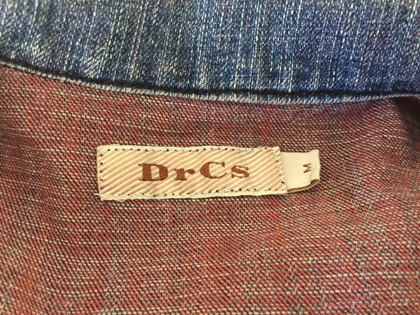 DR C'S Jacket Crop Blue Denim Fitted Jeans Blazer Ladies Size 32 AU 6 8 Retro