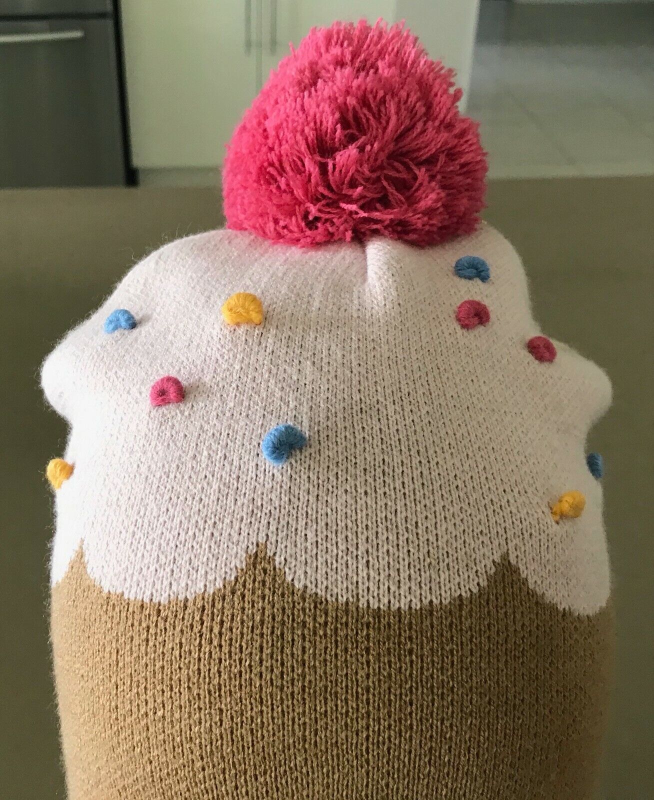 FACTORIE Knit Beanie Brown & Pink Pom Pom Trim Ladies One Size Cap Hat
