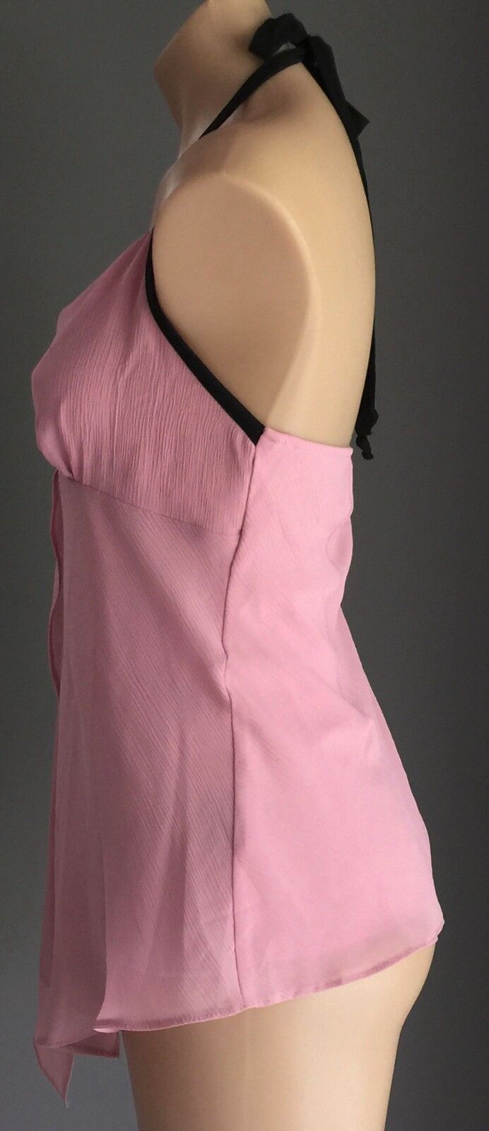 CKM Top Pink Halter Neck Asymmetrical Hem Blouse Ladies Size XL 12 NEW