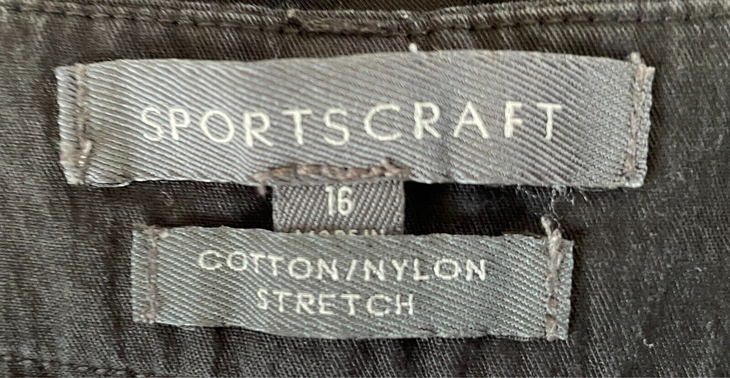 SPORTSCRAFT Black Cotton Blend Cropped Length Pants Size 16 Stretch