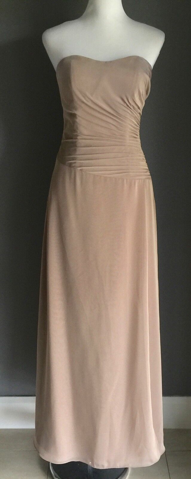ANGELINE Gown Gold Evening Long Strapless Maxi Dress Size 8 NEW