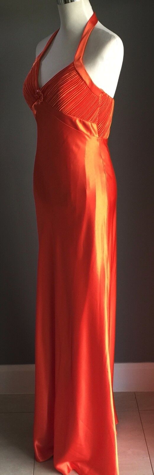 ANGELINE Evening Gown Orange Halter Neck Long Dress Ladies Size 10 Stylish NEW