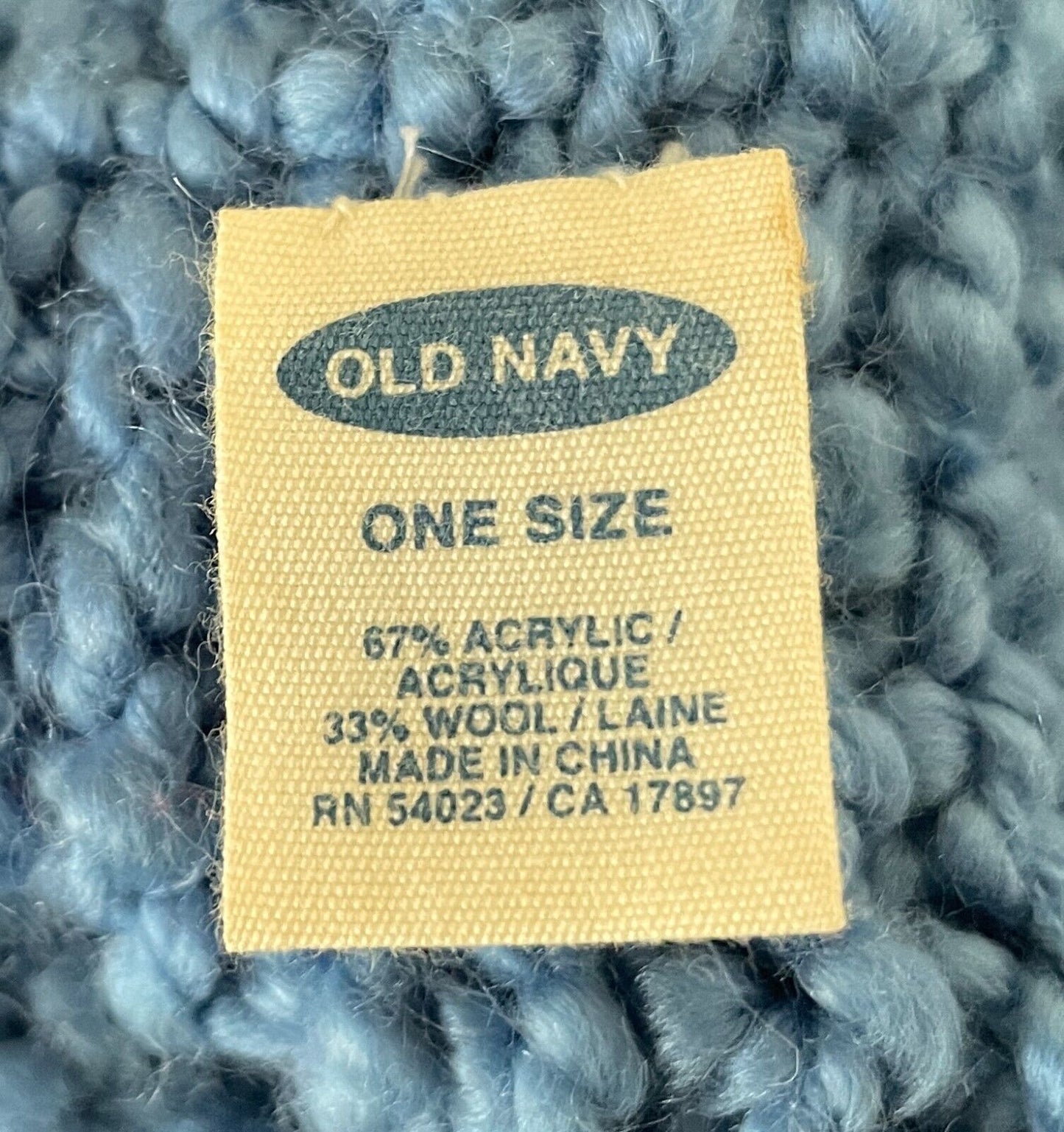 OLD NAVY Beanie Light Blue Chunky Knit Roll Rim Style OSFA Cap Hat