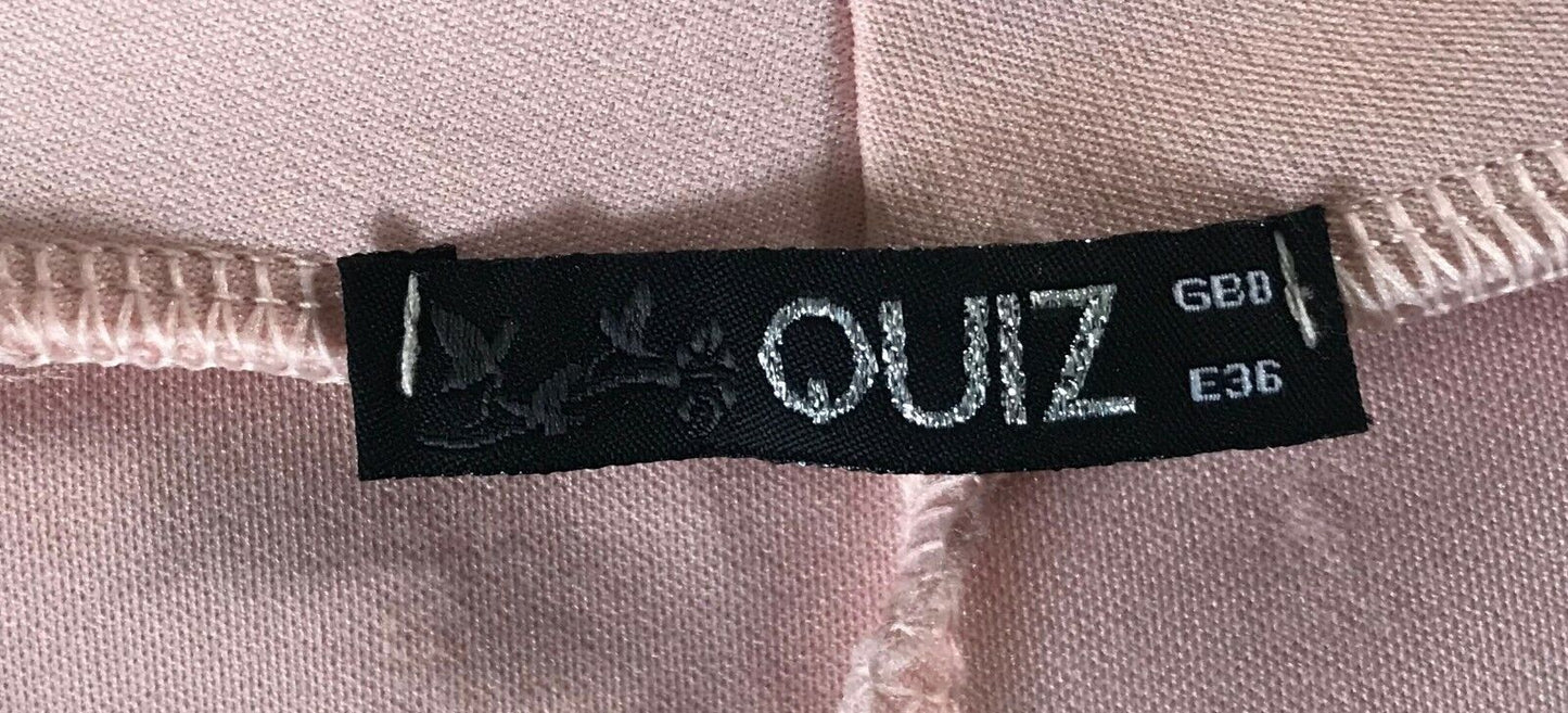 QUIZ Crop Jacket Blush Pink 3/4 Sleeve Blazer Ladies Size 8 10