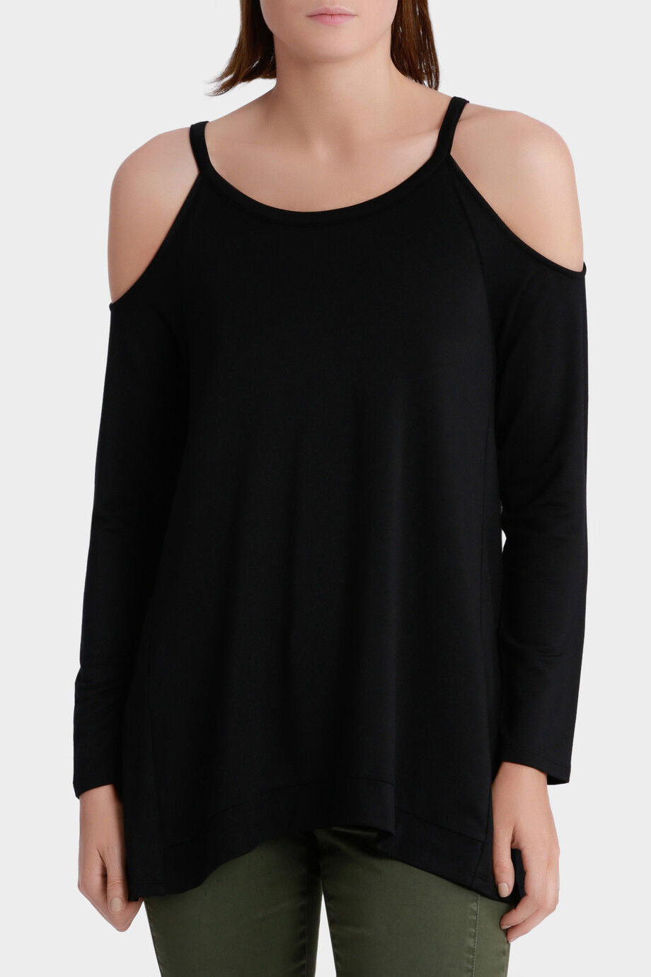 PIPER Top Black Cold Shoulder Long Sleeve Ladies Size M 10 12