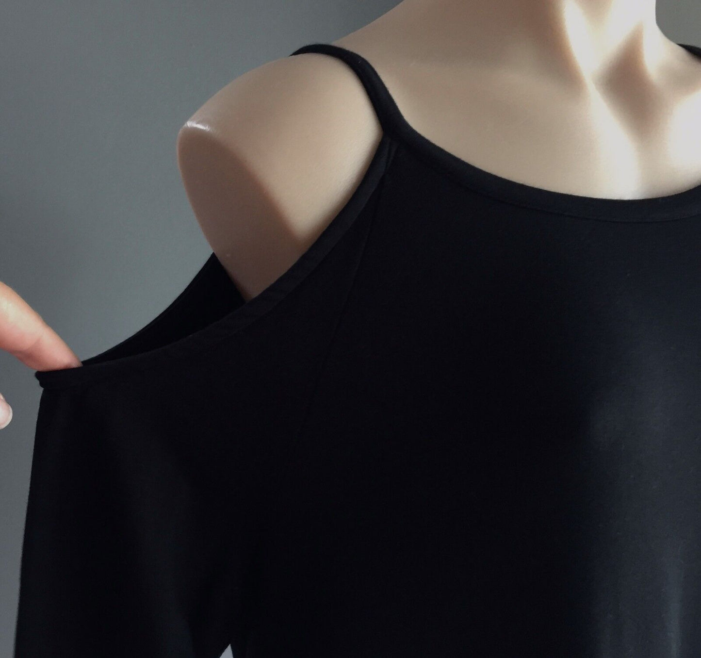 PIPER Top Black Cold Shoulder Long Sleeve Ladies Size M 10 12