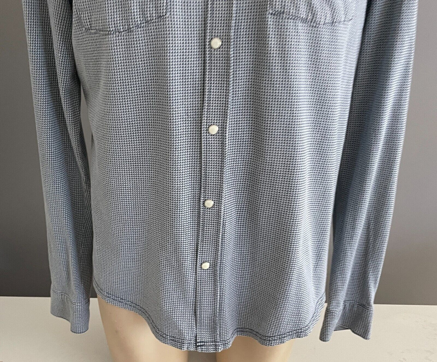 LEVI'S Shirt Navy & White Houndstooth Long Sleeve Button Up Mens Size L LEVIS
