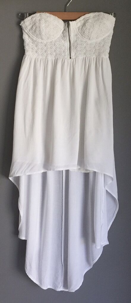 Strapless Dress LOVELY GIRL Hi Low White Hem Beach Party Ladies Size M 10 12