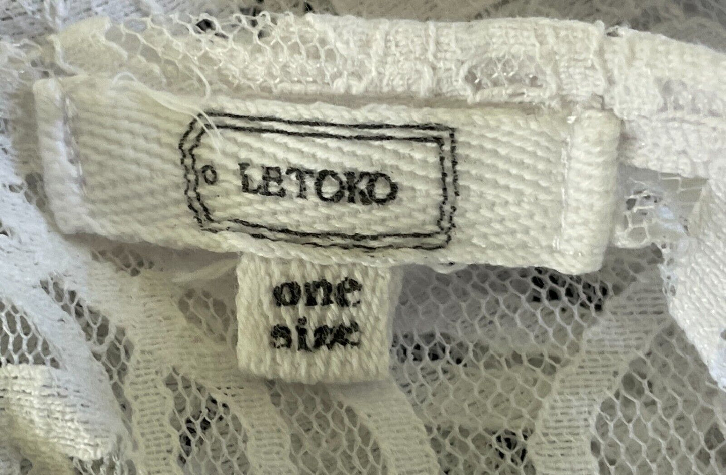 LE TOKO White Lace Top Semi Sheer Cuffed Short Sleeve Hi Lo Size 10 12 Boho