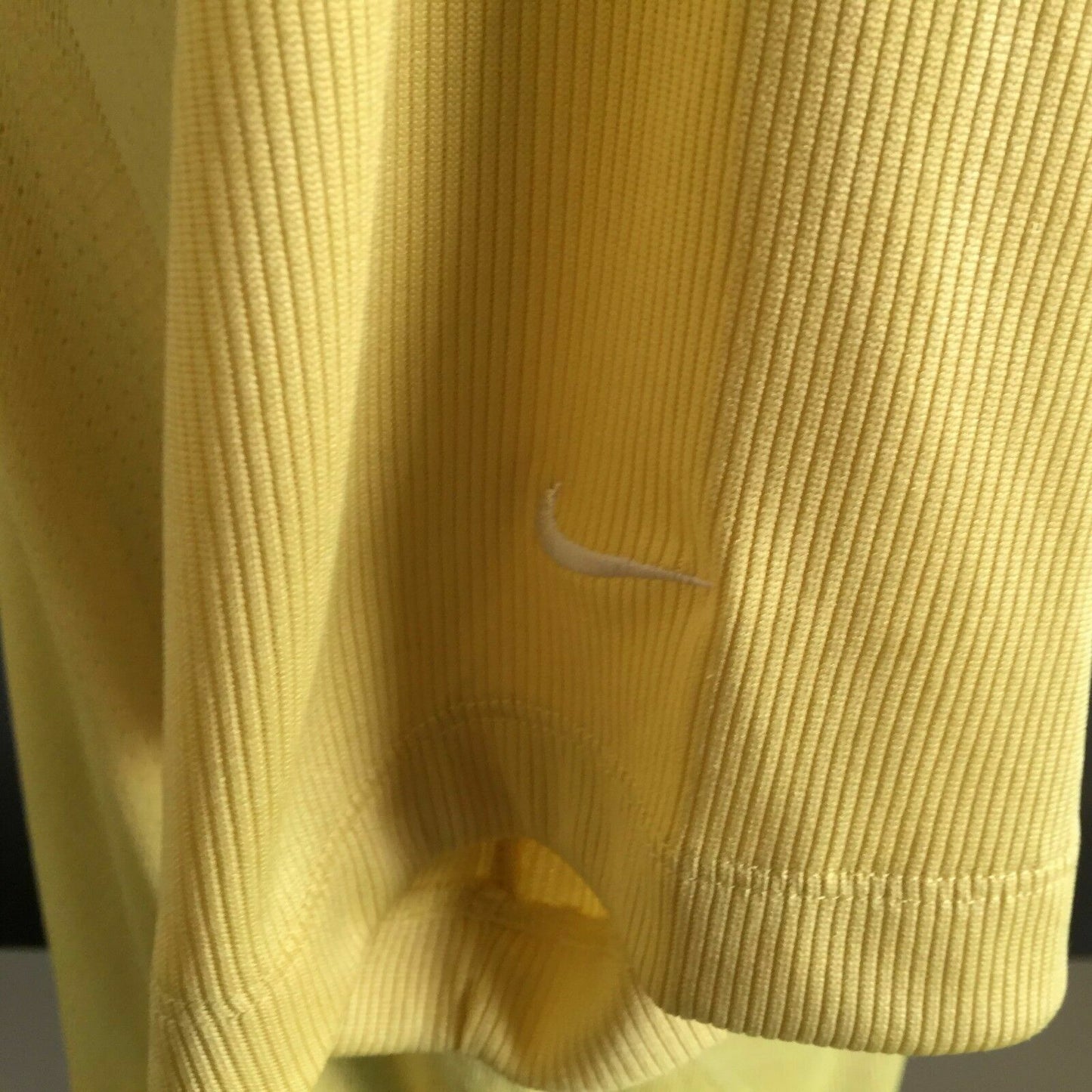 Polo Shirt NIKE Yellow Fit Dry Golf Short Sleeve Button Up Mens Size L Sport Top