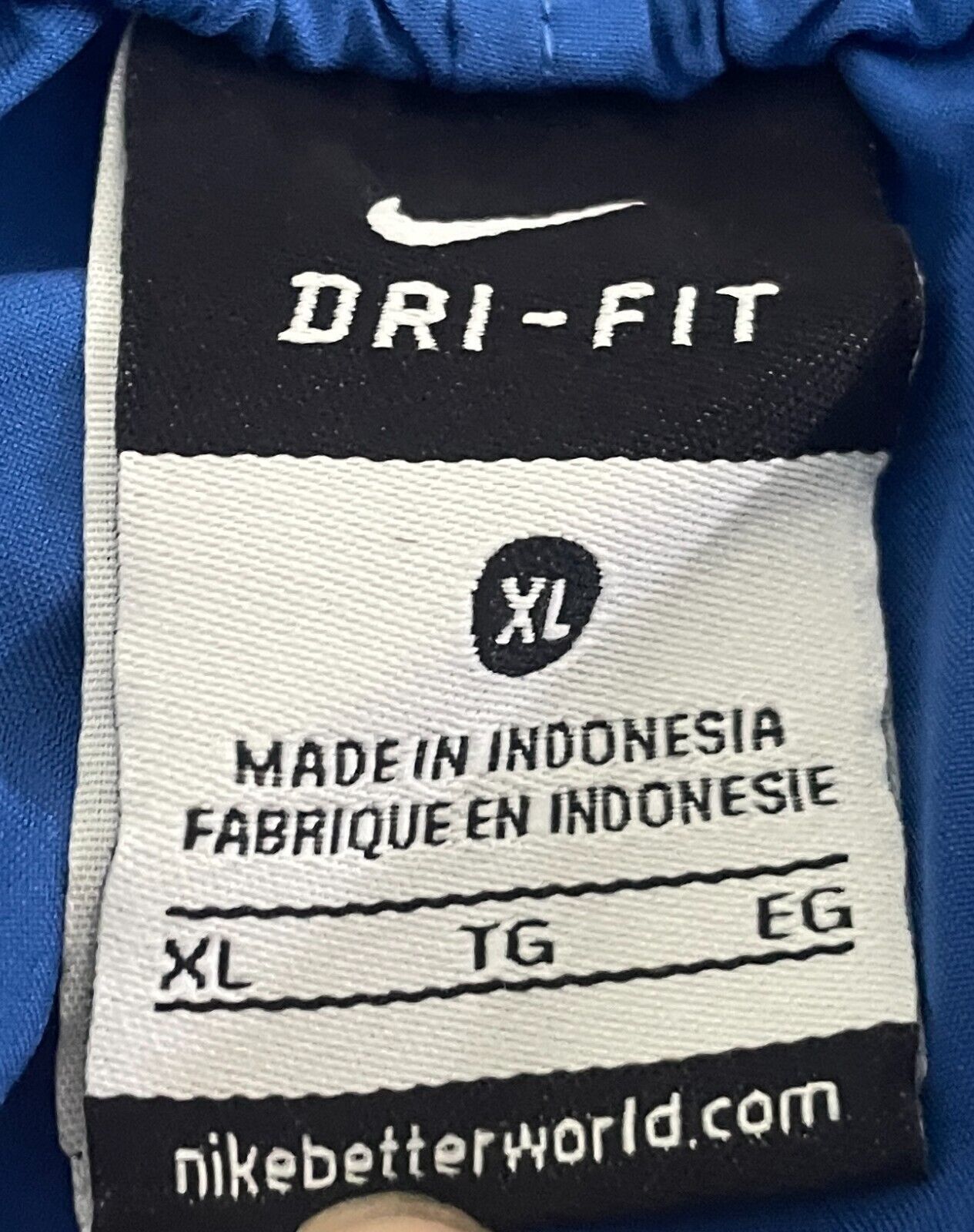 NIKE Training Shorts Elastic Waist Blue w White Trim Mens Size XL Dri-Fit