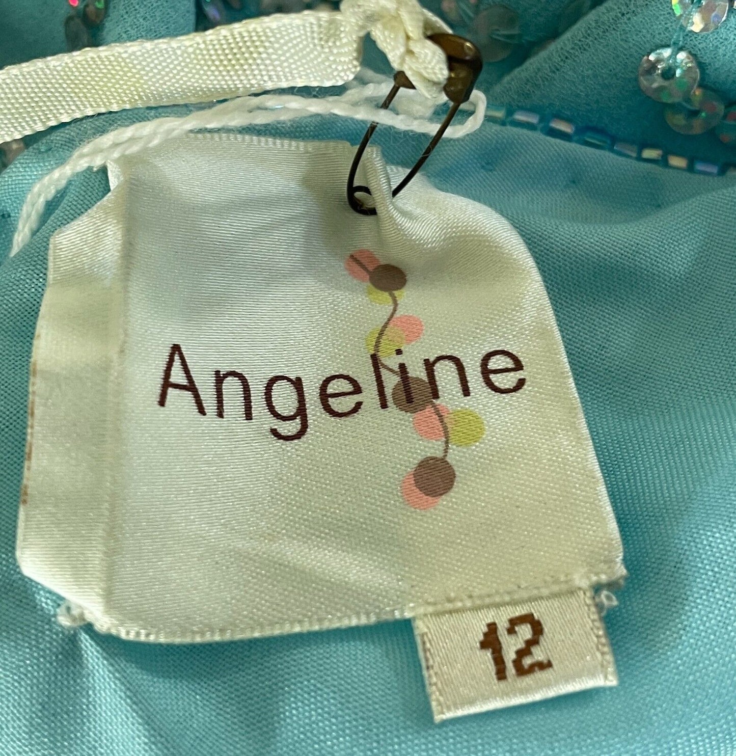 ANGELINE Dress Blue Sequin & Beaded Halter Neck Mermaid Gown Ladies Size 12 NEW