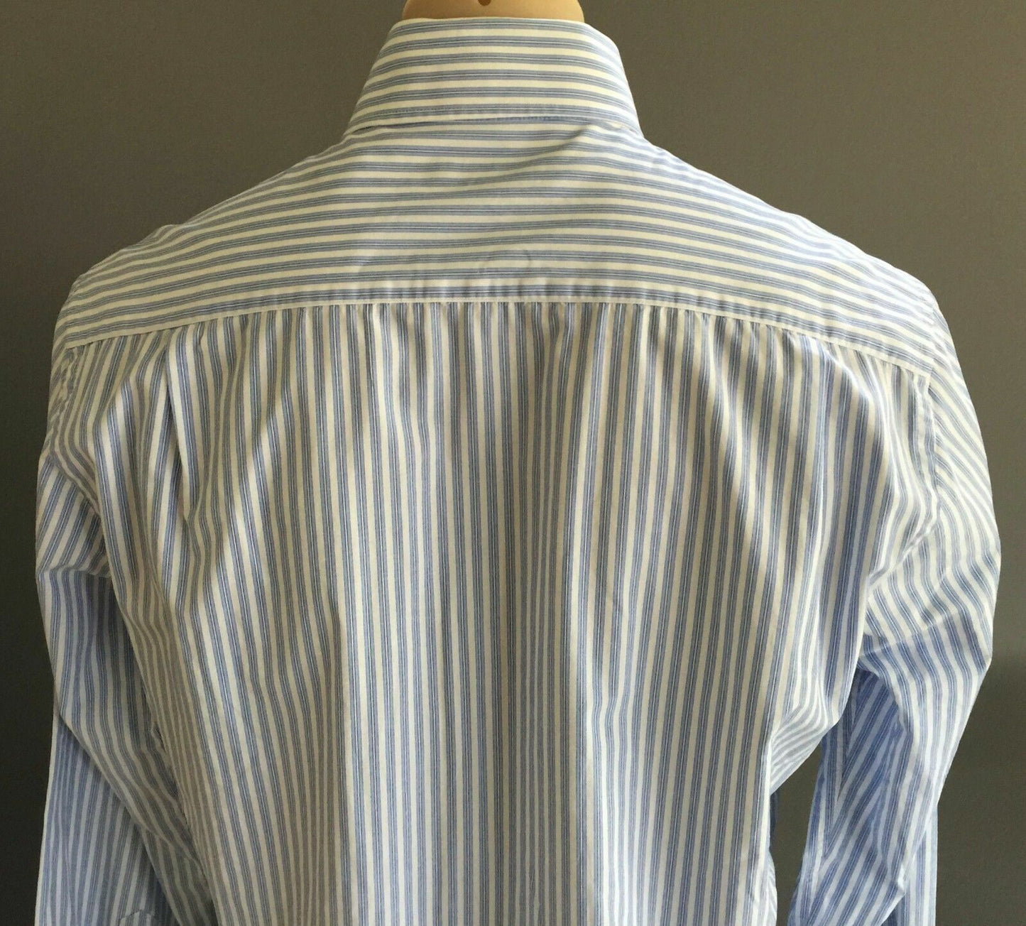 OXFORD Shirt Long Sleeve Blue & White Stripe Slim Fit Mens Size XL