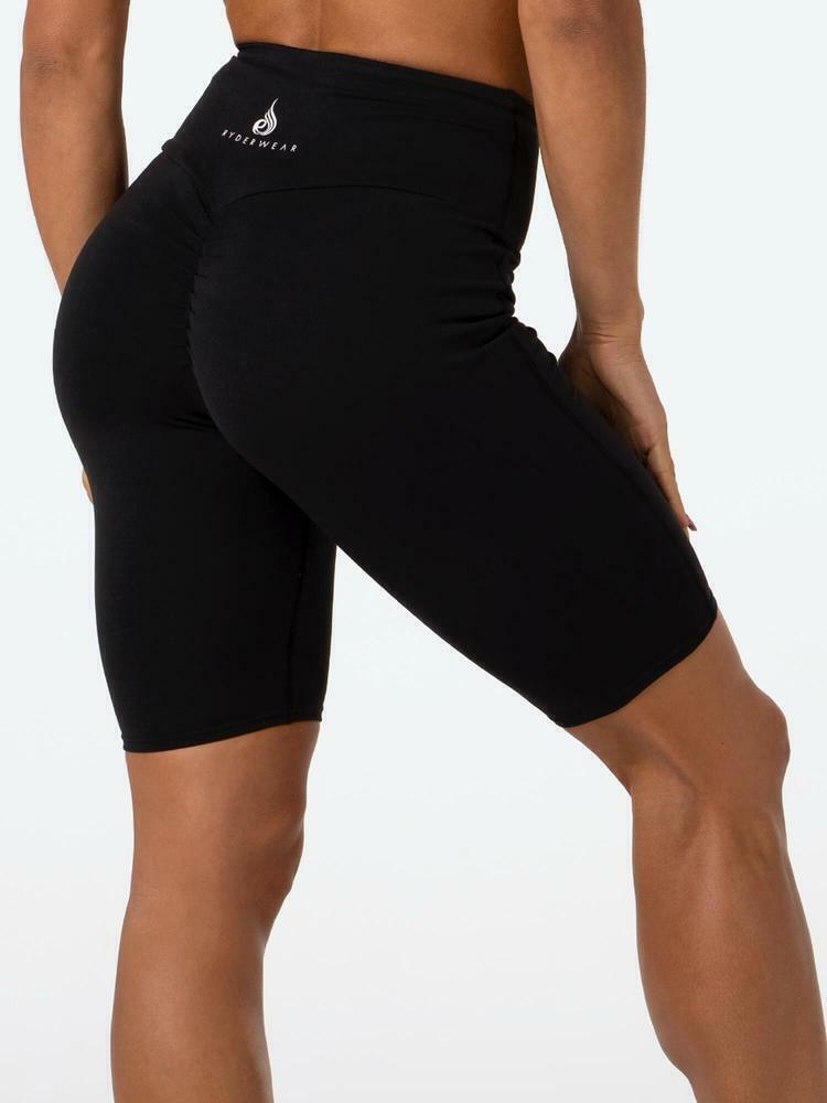 RYDERWEAR Leggings Scrunch Bum Black Stretch Bike Shorts Sz S Gym Run Activewear