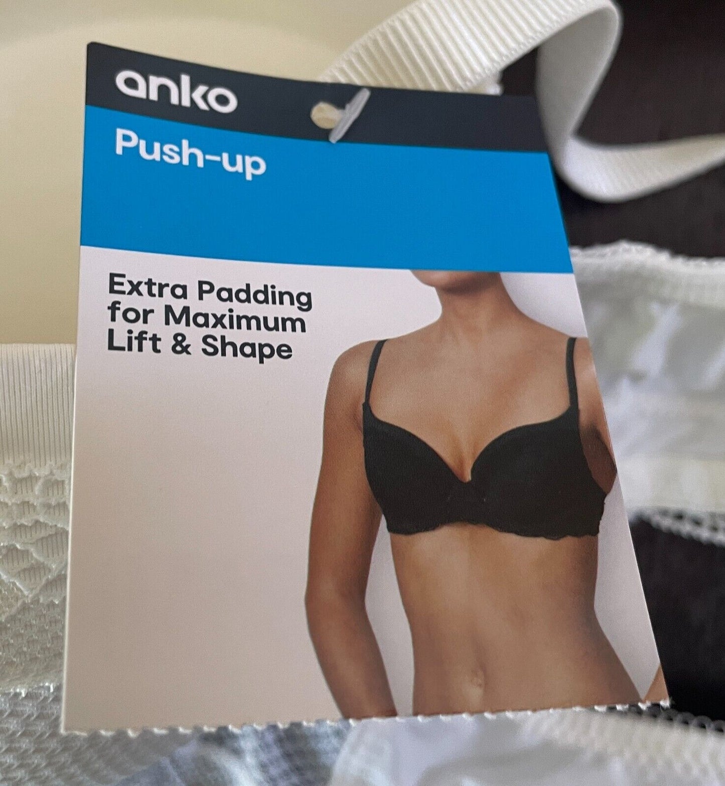 ANKO Off White Push Up Bra Size 12B Extra Padding Underwire Adjustable Straps