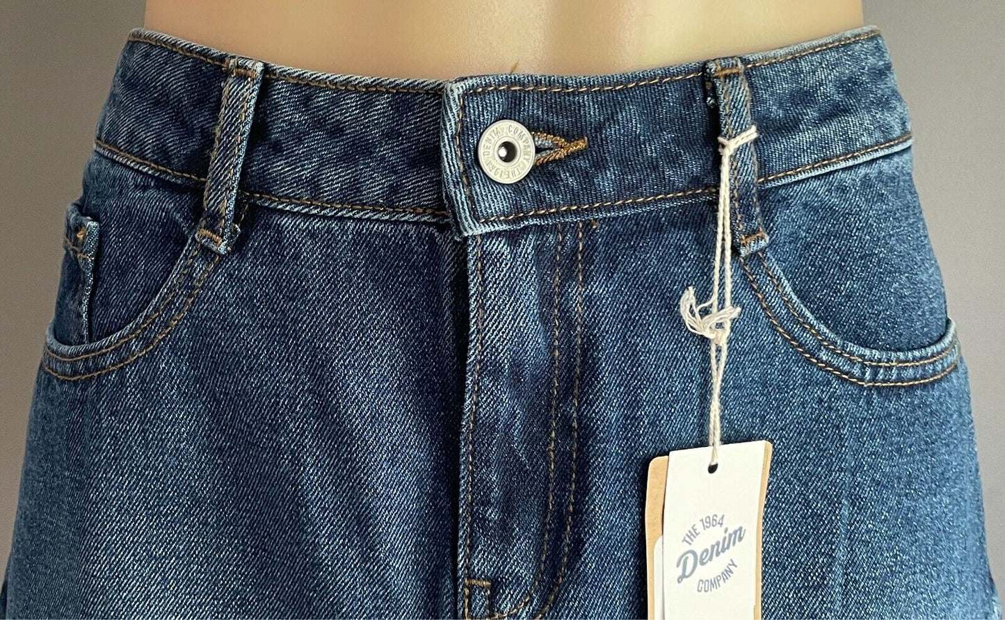 THE 1964 DENIM COMPANY Denim Skirt Size 12 Indigo Blue A-line Short Length NWT!