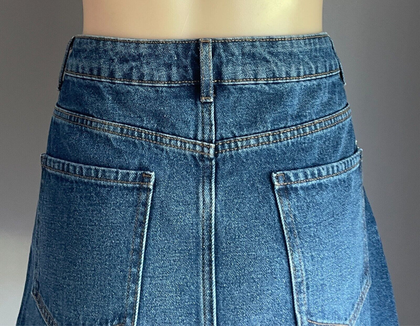 THE 1964 DENIM COMPANY Denim Skirt Size 12 Indigo Blue A-line Short Length NWT!