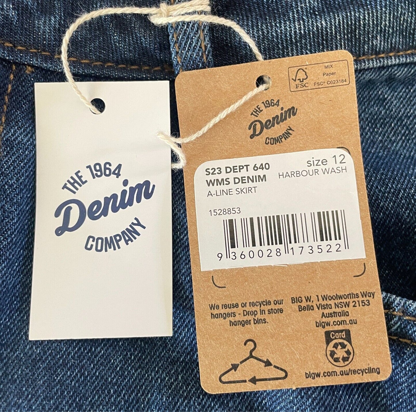 THE 1964 DENIM COMPANY Denim Skirt Size 12 Indigo Blue A-line Short Length NWT!