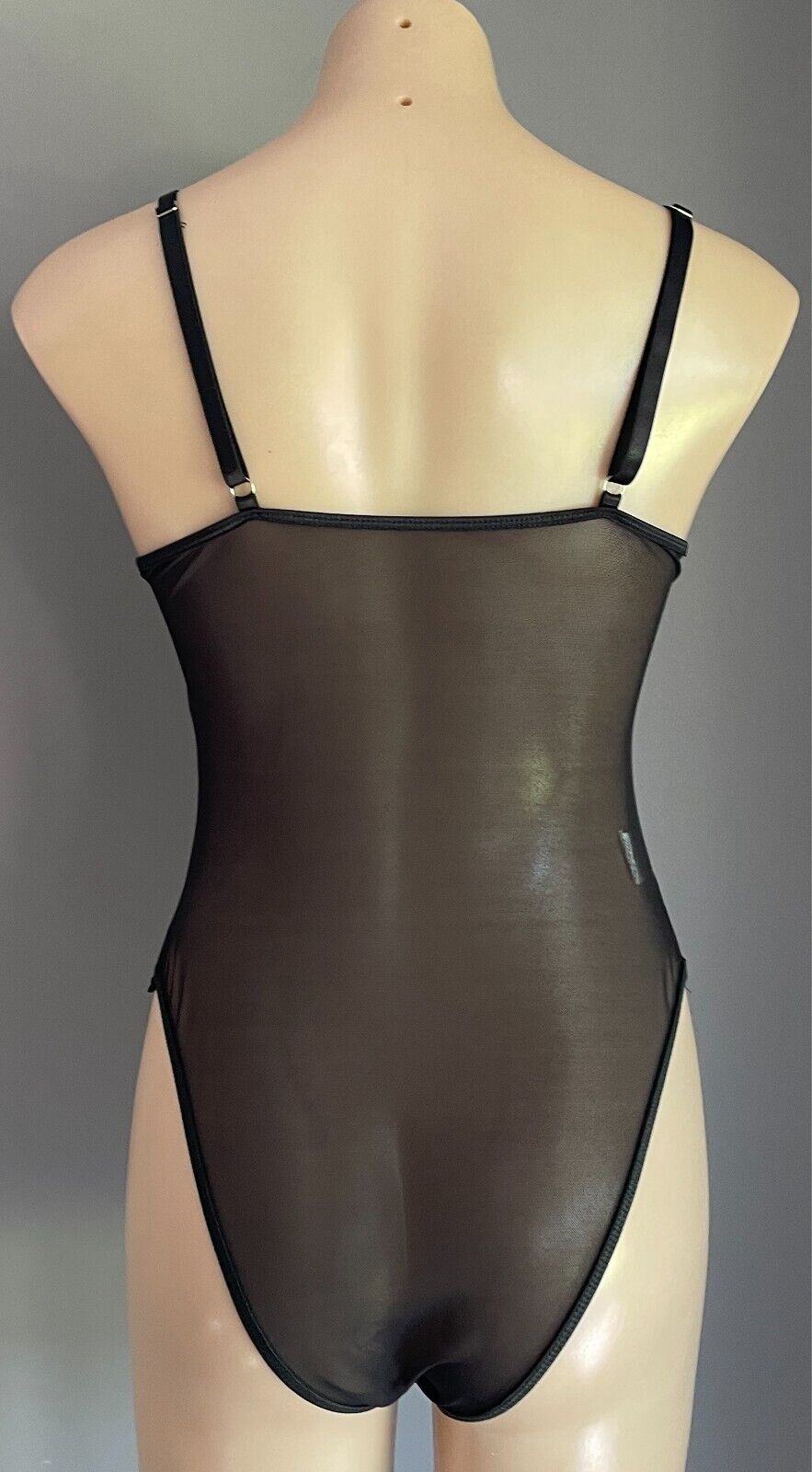 SHEIN Bodysuit Black Stretch Lace Bustier Cami Size L Adjustable Straps