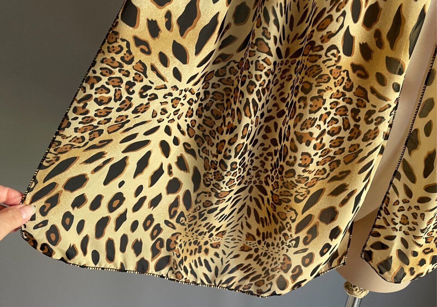 Animal Print Lightweight Rectangle Scarf 45cm x 164cm Beige Brown Black Handmade