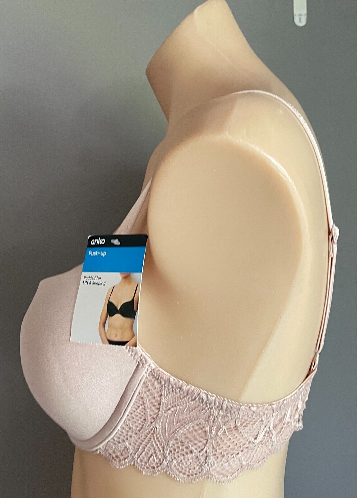 ANKO Sphinx Push Up Bra Size 12B Smooth Cups Lace Wings Adjustable Straps NWT!