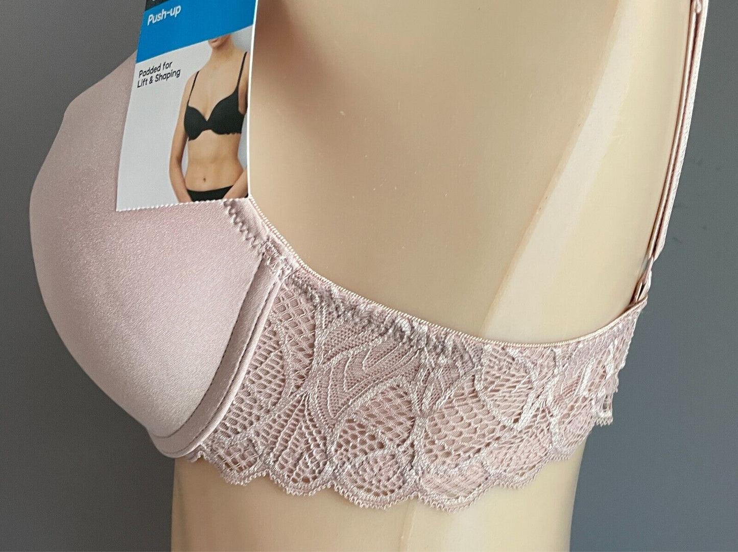 ANKO Sphinx Push Up Bra Size 12B Smooth Cups Lace Wings Adjustable Straps NWT!