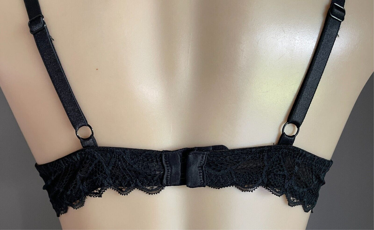 ANKO Black Push Up Bra Size 12B Smooth Cups Lace Wings Adjustable Straps NWT!
