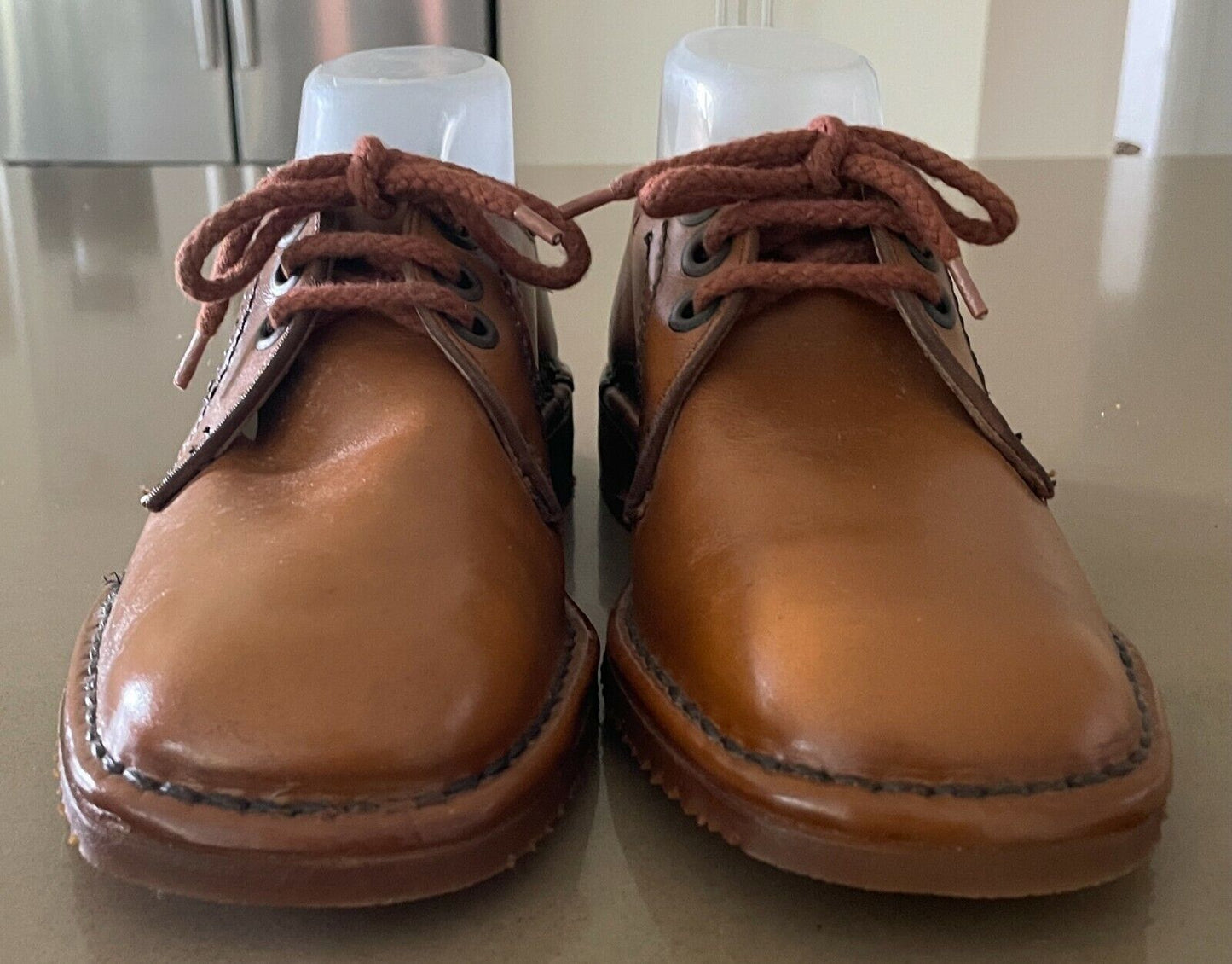 New Vintage HUSH PUPPIES Dress Shoes Lace Up Light Tan Leather Mens Size 6.5E
