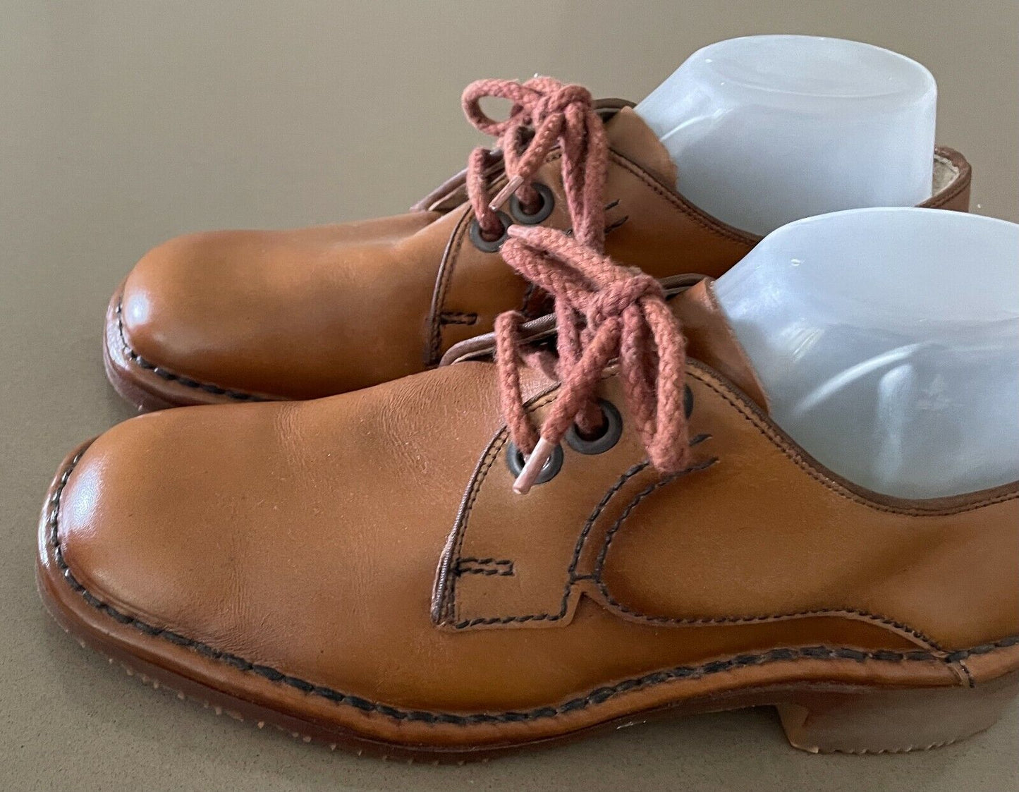 New Vintage HUSH PUPPIES Dress Shoes Lace Up Light Tan Leather Mens Size 6.5E