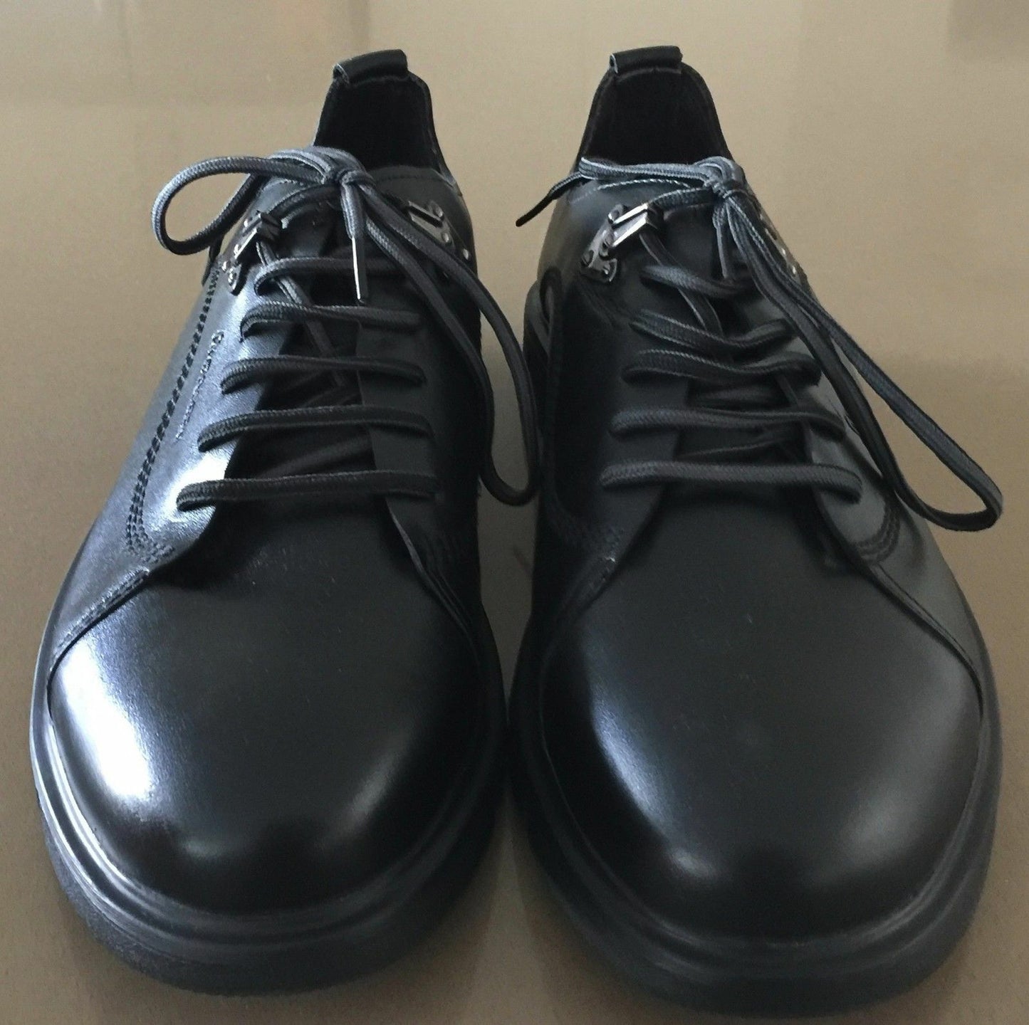 GUZAOREN Lace Up Shoes Black Pleather Mens Size 10 31.5cm Work or Play NEW