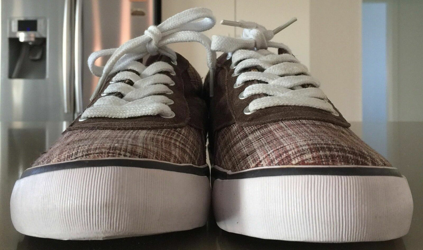 REEBOK Sneakers Brown Beige Check Print Shoes Mens Size US 8.5 UK 6 25.5cm New