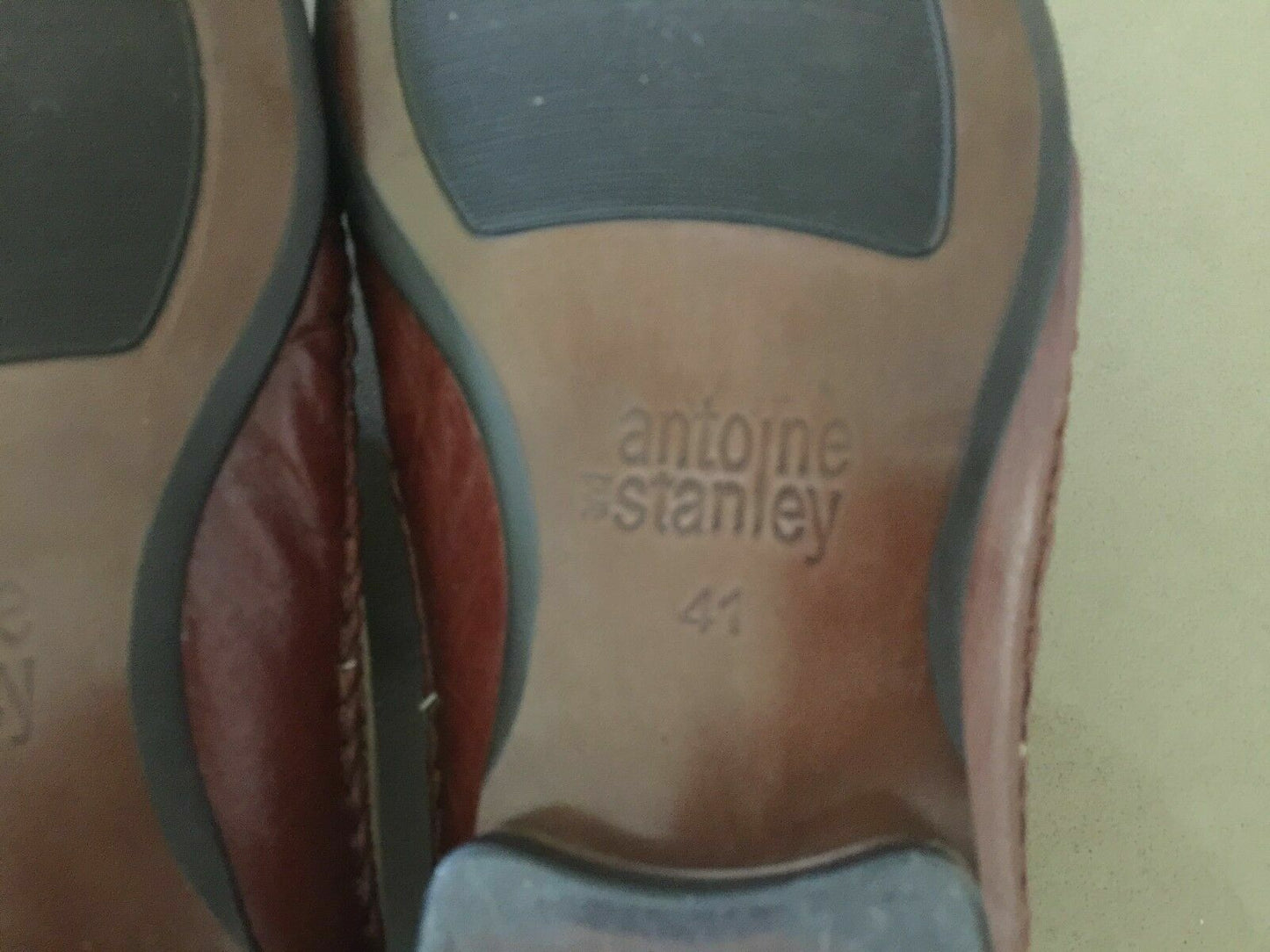 Mens ANTOINE & STANLEY Dress Shoes Two Tone Tan Leather & Suede Lace Up Size 41